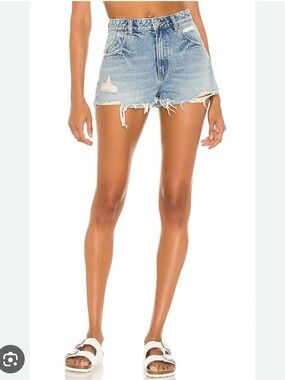 ROLLA'S Light Blue Distressed Denim Short Shorts